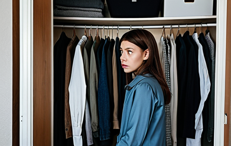 쇼핑 중독 심리 상담 - The Empty Closet**

A person staring sadly into a closet overflowing with clothes, yet feeling empty...
